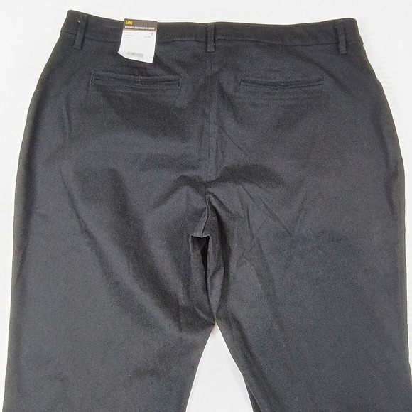 Lee Pants Women's 16 Short Black Straight Leg Effortless Wash Chino Work Casual - Picture 8 of 11